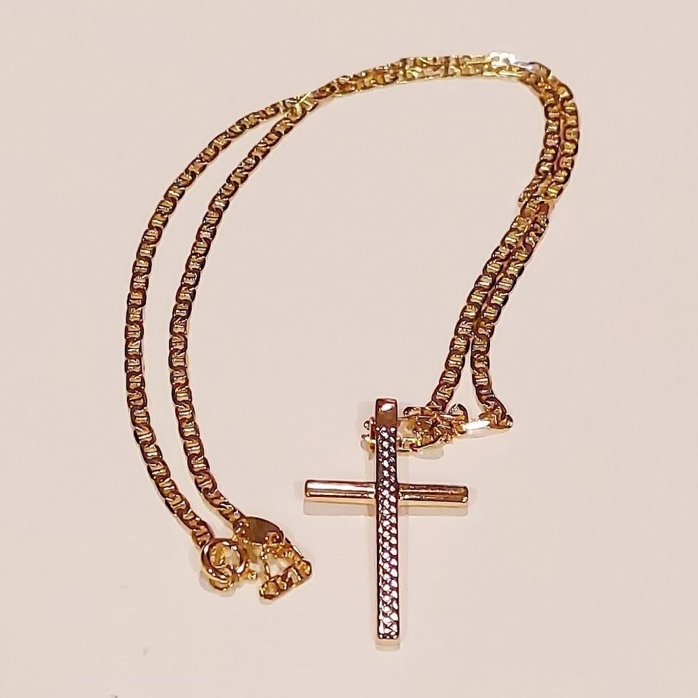 Men's 18kt Gold plated chain with cross pendant